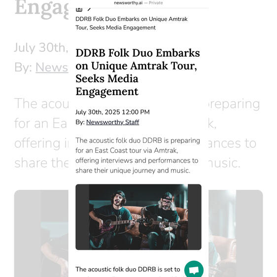 DDRB INTERVIEW: FOLK DUO Train traveling folk duo