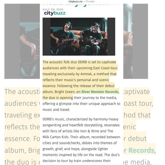 DDRB INTERVIEW: AMTRAK EXCLUSIVE Modern Folk on Amtrak Trains